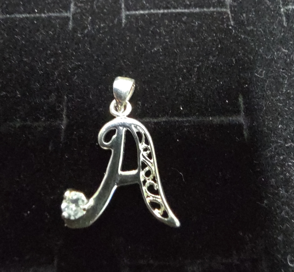 Sterling Silver 925 Letter 'A' Pendant Necklace Charm -  Initial Jewelry